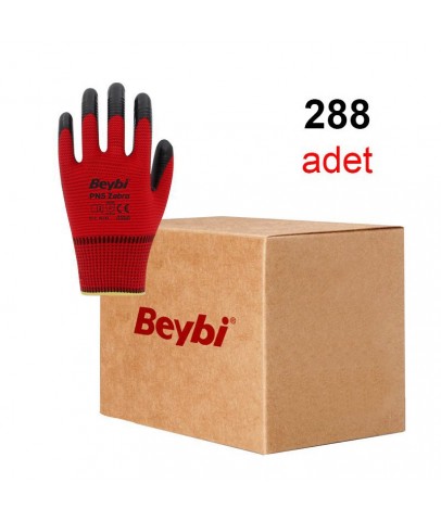 Beybi Pn Zebra Kırmızı Nitril Eldiven (Koli)