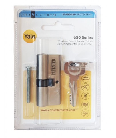 Yale Kilit 650 Serisi Standart Silindir 68 mm Saten Blisterli